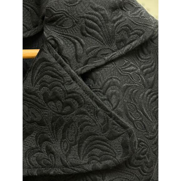 Toffee Apple Jacket Womens XL Black Floral Dress Coat 3 Button Pockets - Picture 7 of 7